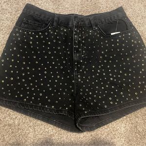 NWT Urban Outfitters BDG Black Mom Shorts with Black and Gold Studs - Size 30
